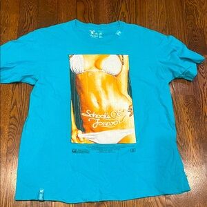 LNG XXL Blue Graphic Tee with 'School's Out Forever' Print